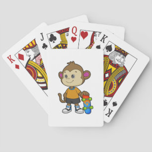 Monkey as Skater with Skateboard Playing Cards