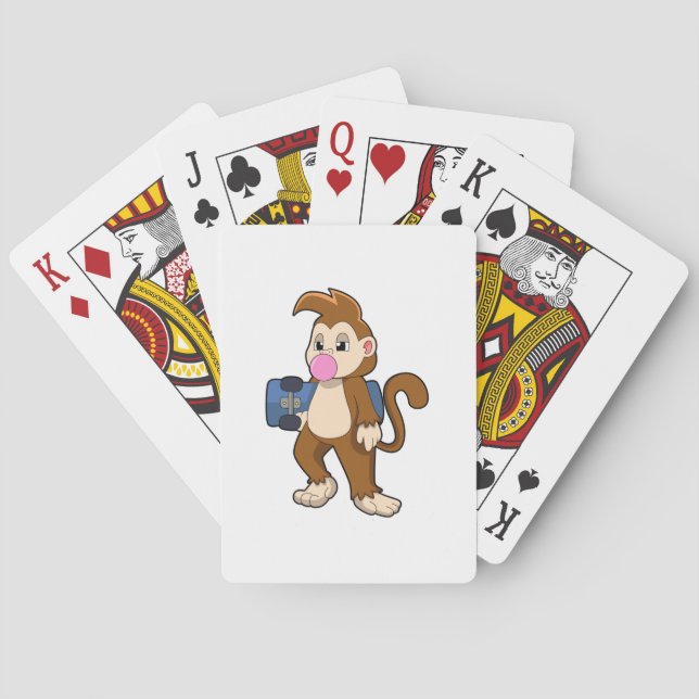 Monkey as Skater with Skateboard Playing Cards (Back)