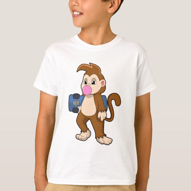 Monkey as Skater with Skateboard T-Shirt (Front)