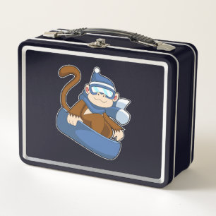 Monkey as Snowboarder with Sonowboard.PNG Metal Lunch Box