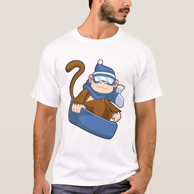 Monkey as Snowboarder with Sonowboard.PNG T-Shirt (Front)
