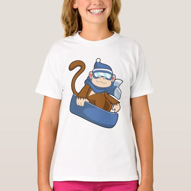 Monkey as Snowboarder with Sonowboard.PNG T-Shirt (Front)