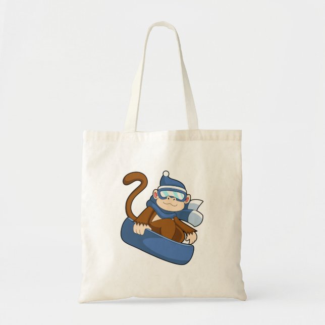 Monkey as Snowboarder with Sonowboard.PNG Tote Bag (Front)
