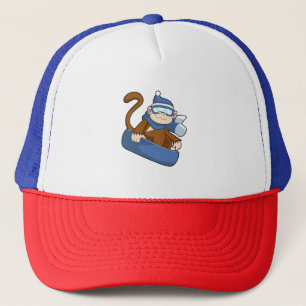 Monkey as Snowboarder with Sonowboard.PNG Trucker Hat