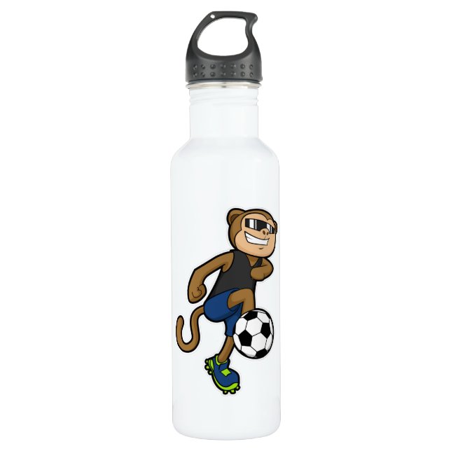 Monkey as Soccer player at Soccer 710 Ml Water Bottle (Front)