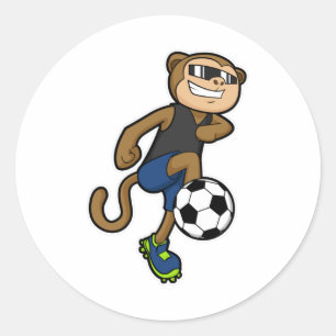 Monkey as Soccer player at Soccer Classic Round Sticker