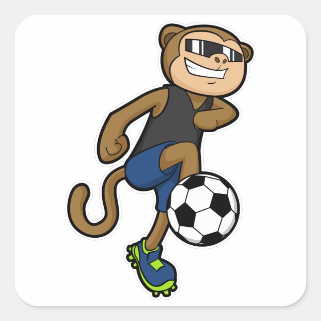 Monkey as Soccer player at Soccer Square Sticker (Front)