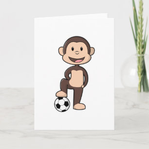 Monkey as Soccer player with Soccer ball Card