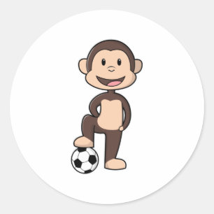 Monkey as Soccer player with Soccer ball Classic Round Sticker
