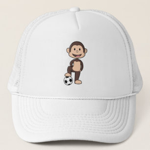 Monkey as Soccer player with Soccer ball Trucker Hat