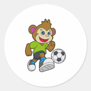 Monkey as Soccer player with Soccer Classic Round Sticker