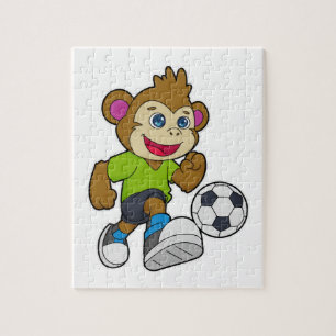 Monkey as Soccer player with Soccer Jigsaw Puzzle