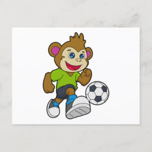 Monkey as Soccer player with Soccer Postcard