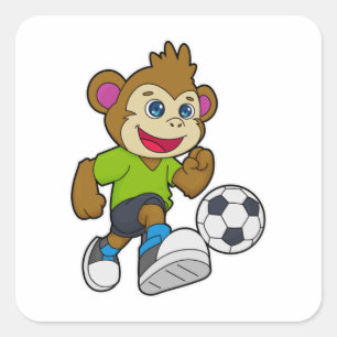 Monkey as Soccer player with Soccer Square Sticker