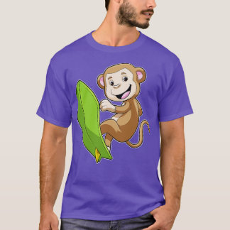 Monkey as Surfer with Surfboard T-Shirt