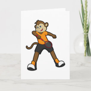 Monkey as Tennis player with Tennis racket Card