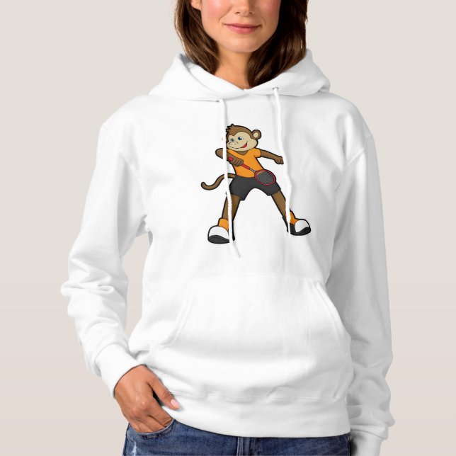 Monkey as Tennis player with Tennis racket Hoodie (Front)
