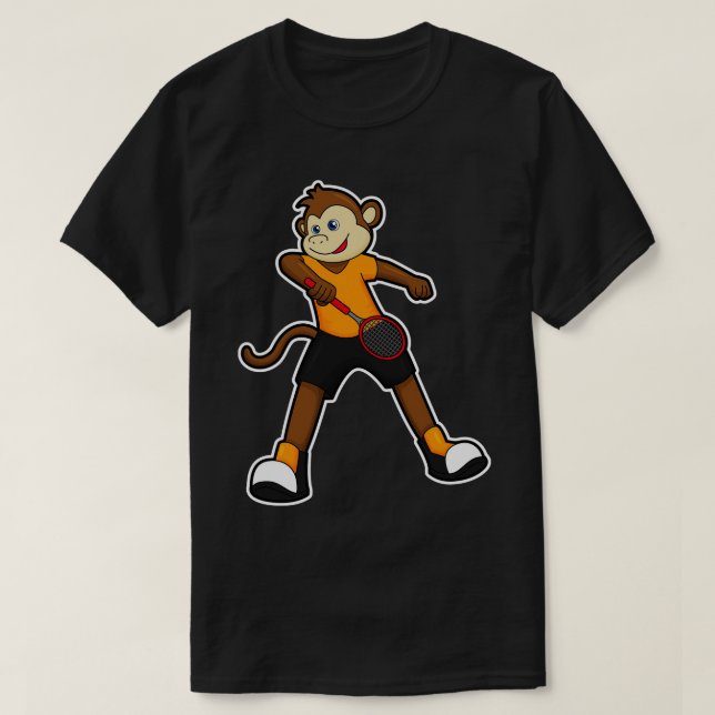 Monkey as Tennis player with Tennis racket T-Shirt (Design Front)