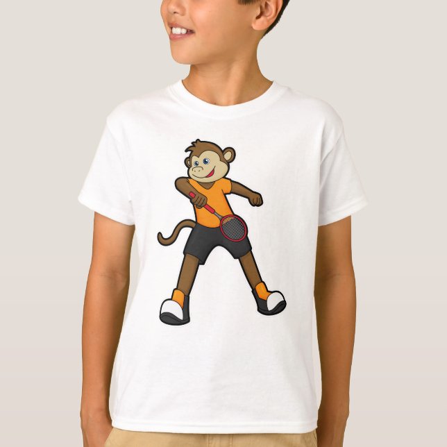 Monkey as Tennis player with Tennis racket T-Shirt (Front)