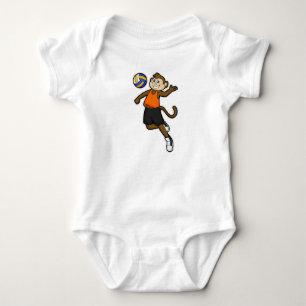 Monkey as Volleyball player with Volleyball Baby Bodysuit