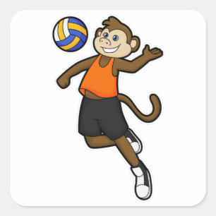 Monkey as Volleyball player with Volleyball Square Sticker