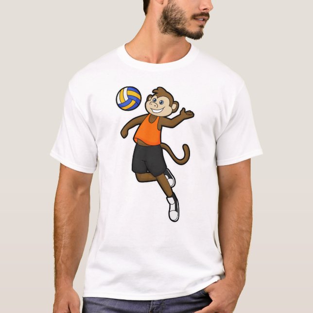 Monkey as Volleyball player with Volleyball T-Shirt (Front)