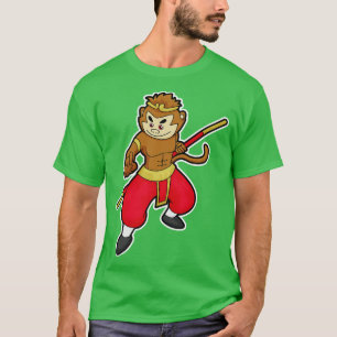 Monkey as Warrior with Staff Head T-Shirt