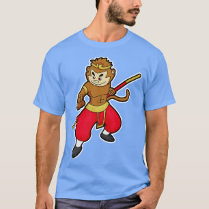 Monkey as Warrior with Staff Head T-Shirt