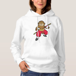 Monkey as Warrior with Staff & Headband Hoodie