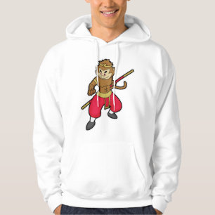 Monkey as Warrior with Staff & Headband Hoodie