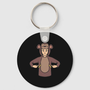 Monkey ASL Hand Gesture Deaf Hearing Loss Awarenes Key Ring