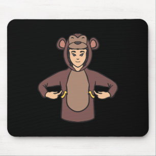 Monkey ASL Hand Gesture Deaf Hearing Loss Awarenes Mouse Mat