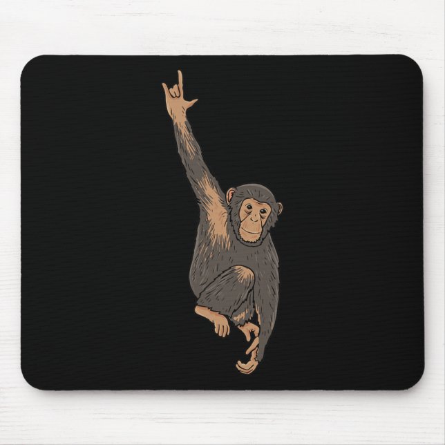 Monkey Asl Hand Gesture Deaf Hearing Loss Awarenes Mouse Mat (Front)