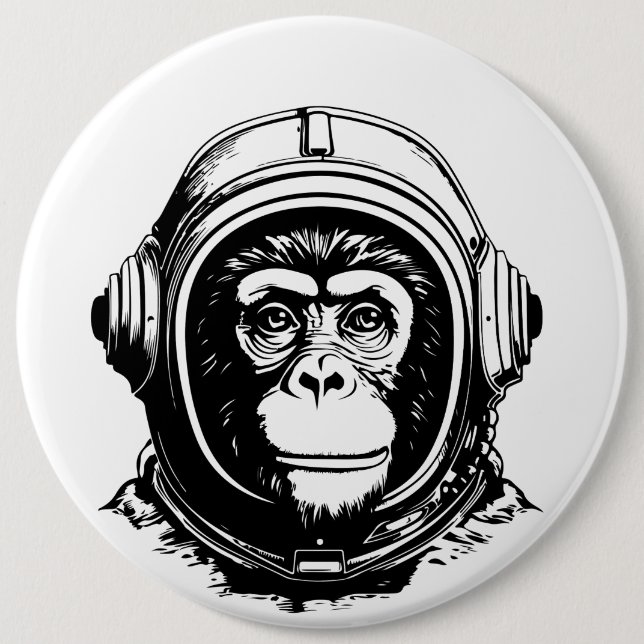 Monkey Astronaut 6 Cm Round Badge (Front)
