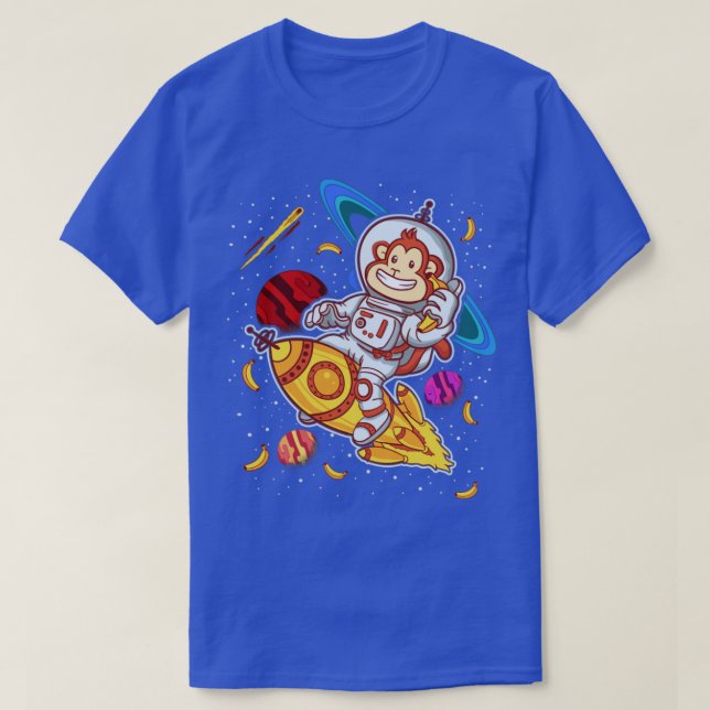 Monkey Astronaut Rocket Ride Space T-Shirt (Design Front)