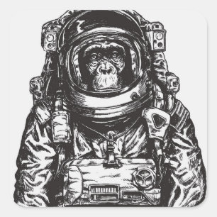 Monkey Astronaut Square Sticker
