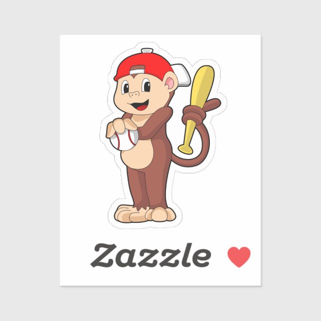 Monkey at Baseball with Baseball bat (Sheet)