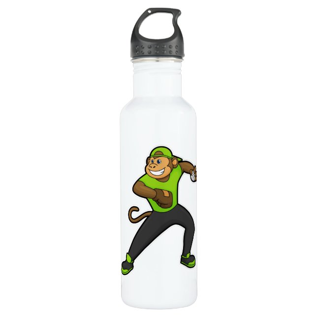Monkey at Baseball with Baseball bat 710 Ml Water Bottle (Front)