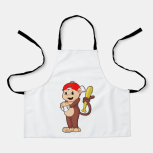 Monkey at Baseball with Baseball bat Apron
