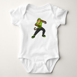 Monkey at Baseball with Baseball bat Baby Bodysuit