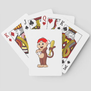 Monkey at Baseball with Baseball bat Playing Cards