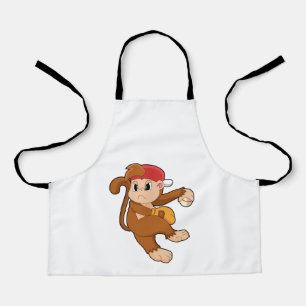 Monkey at Baseball with Baseball glove Apron