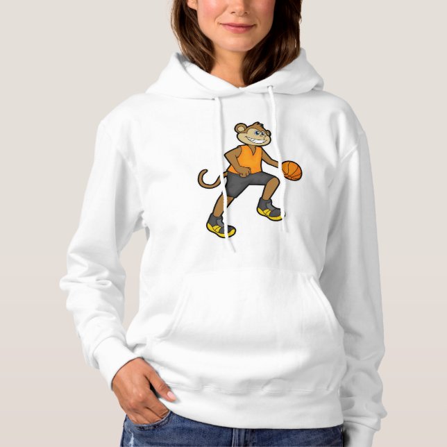 Monkey at Basketball Sports Hoodie (Front)