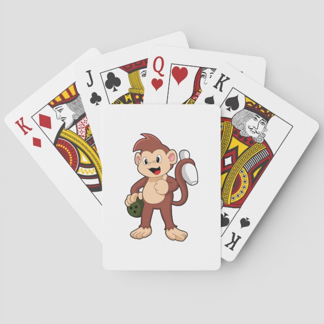 Monkey at Bowling with Bowling ball Playing Cards (Back)