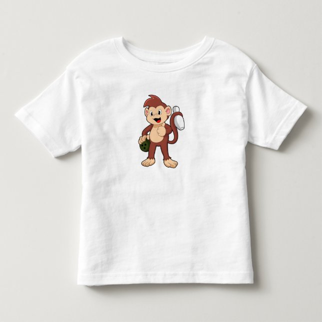 Monkey at Bowling with Bowling ball Toddler T-Shirt (Front)