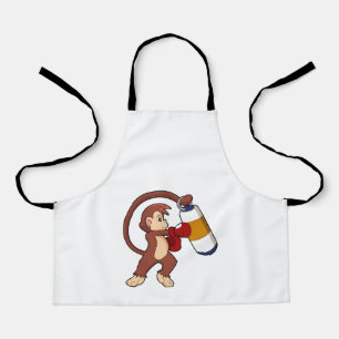 Monkey at Boxing with Punching bag Apron