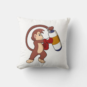 Monkey at Boxing with Punching bag Cushion