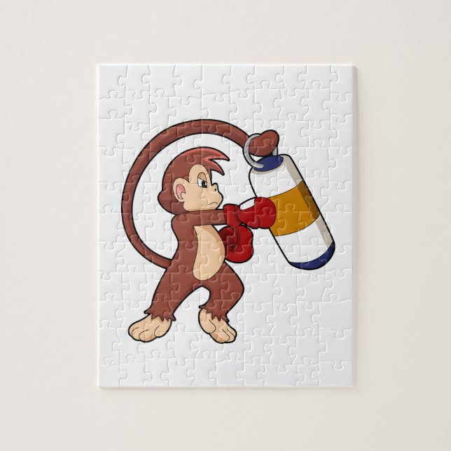 Monkey at Boxing with Punching bag Jigsaw Puzzle (Vertical)