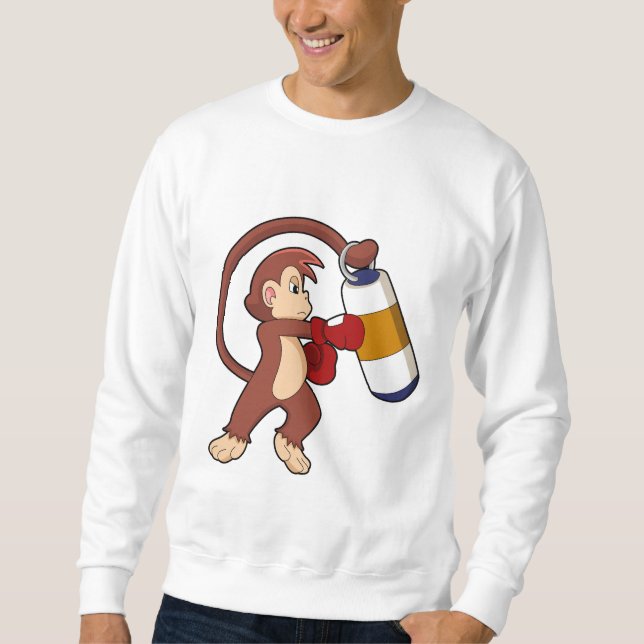 Monkey at Boxing with Punching bag Sweatshirt (Front)