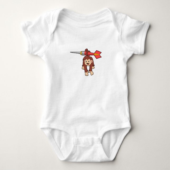 Monkey at Darts with Dart Baby Bodysuit (Front)
